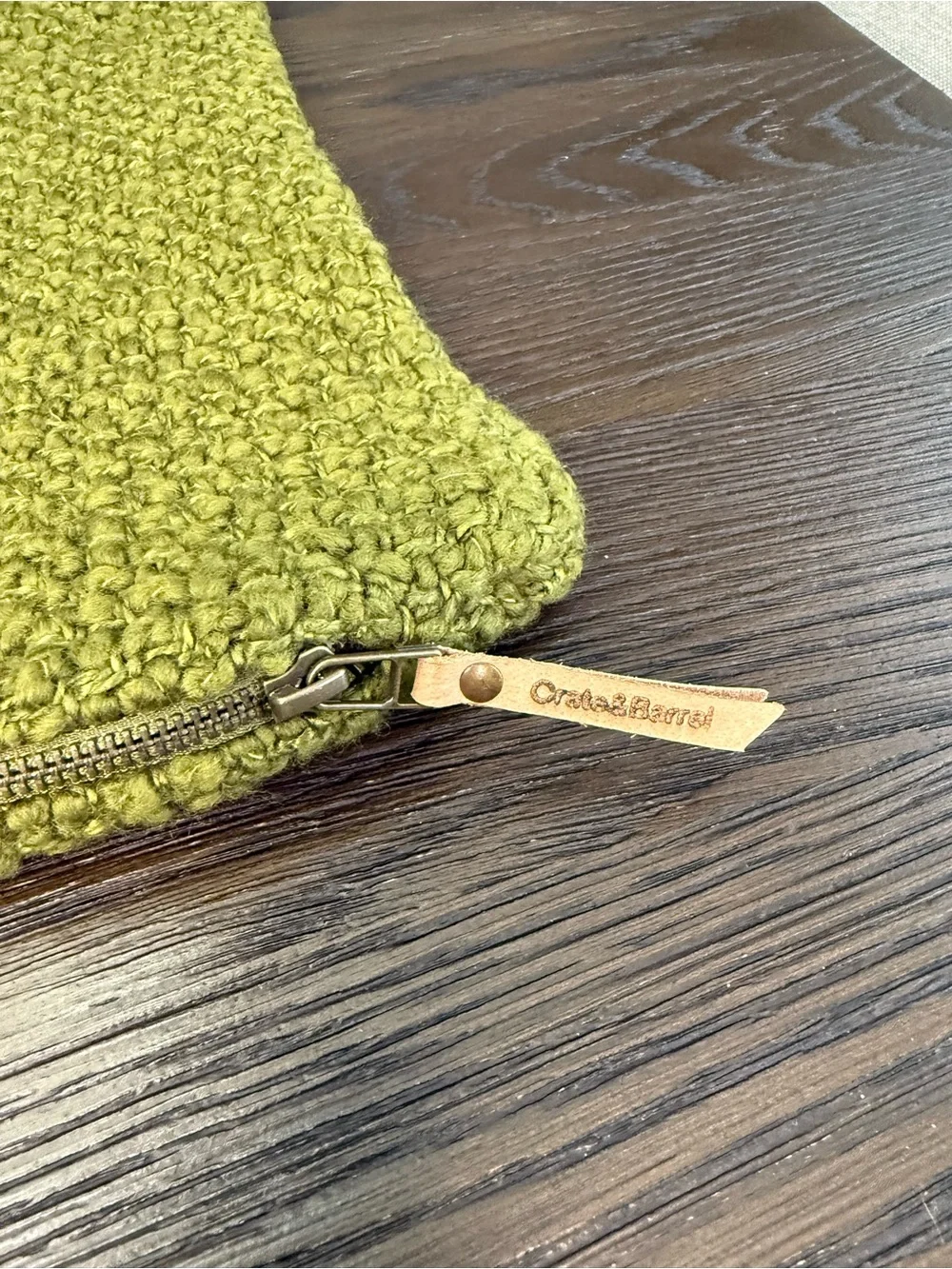 Crate & Barrel Laura Kim Wool Boucle Oregano Green 23x23 Pillow Cover NWOT